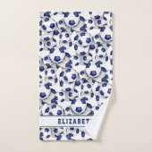 青いサッカーボールのパターンアスリートまたはコーチ バスタオルセット (ハンドタオル)