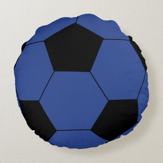 青いサッカーボールの円形の装飾用クッション ラウンドクッション (裏面)
