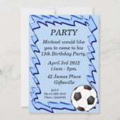 青いサッカーボールの誕生日のパーティの招待状 招待状 (正面)