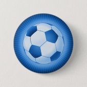青いサッカーボール 缶バッジ (正面)