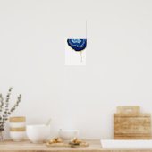 青いサファイアと金ゴールド滴下アゲートアート ポスター (キッチン)