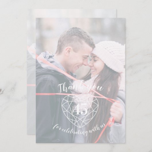 青いサファイアハート記念45年写真 サンキューカード (正面/裏面)