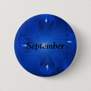 青いサファイア9月Birthstone 缶バッジ