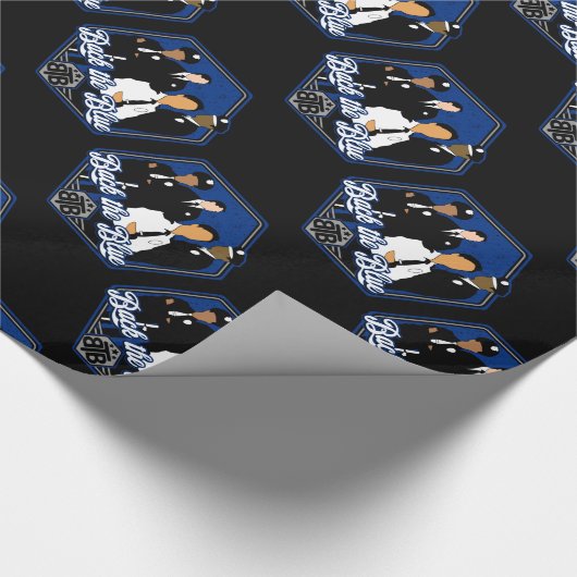 青いサポート警官を支持して下さい ラッピングペーパー (角)