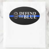 青いサポート警察のバンパーステッカーを守る 楕円形シール (バッグ)