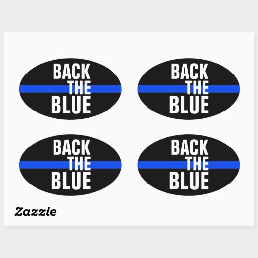 青いサポート警察のバンパーステッカーを裏返す 楕円形シール (シート)