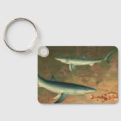 青いサメが魚を食べる、ビンテージの海洋生物 キーホルダー (裏面)