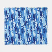 青いサメのパターン2 フリースブランケット (正面(横))