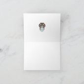 青いサンキューカードのかわいいベビーのフクロウ サンキューカード (内部)