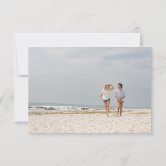 青いサンゴと貝殻ビーチ結婚式QRコード 出欠カード (裏面)