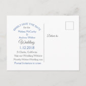 青いサンドダラー テーマの結婚式 Save the Date 案内ポストカード (裏面)