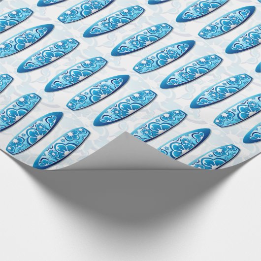 青いサーフボードの夏のビーチの芸術 ラッピングペーパー (角)