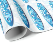 青いサーフボードの夏のビーチの芸術 ラッピングペーパー (ロールコーナー)