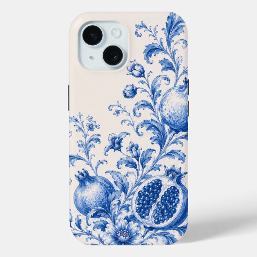 青いザクロの植物画柄フォンケース Case-Mate iPhoneケース (裏面)