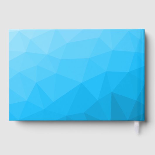 青いシアンのジオメトリメッシュの三角形のカスタム文字 ゲストブック (裏面)