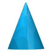 青いシアン色のグラデーションジオメトリメッシュパターンモノグラム パーティーハット (裏面)