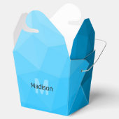 青いシアン色のグラデーションジオメトリメッシュパターンモノグラム フェイバーボックス (オープン)