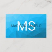 青いシアン色のグラデーションジオメトリメッシュパターンモノグラム 名刺 (裏面)