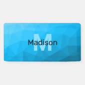 青いシアン色のグラデーションジオメトリメッシュパターンモノグラム 横断幕 (横)