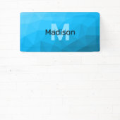 青いシアン色のグラデーションジオメトリメッシュパターンモノグラム 横断幕 (インサイチュ)