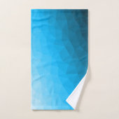 青いシアン色のグラデーションジオメトリメッシュパターン三角形 バスタオルセット (ハンドタオル)