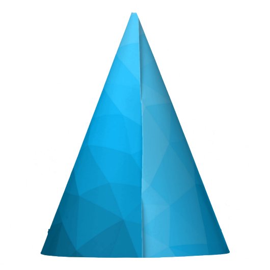 青いシアン色のグラデーションジオメトリメッシュパターン三角形 パーティーハット (裏面)