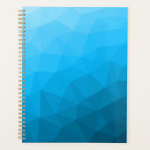 青いシアン色のグラデーションジオメトリメッシュパターン三角形 プランナー手帳 (正面)