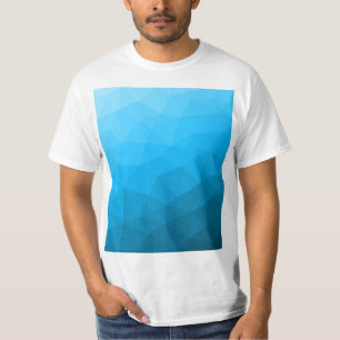 青いシアン色のグラデーションジオメトリメッシュパターン三角形 Tシャツ
