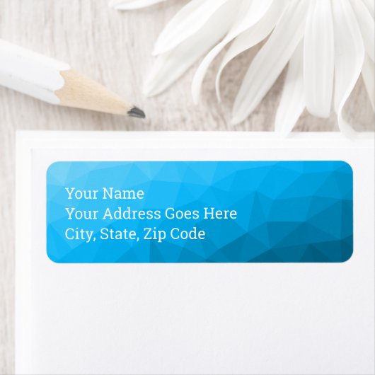 青いシアン色のグラデーションジオメトリメッシュパターン ラベル (インサイチュ)