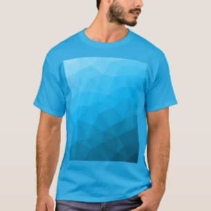 青いシアン色のグラデーションジオメトリメッシュパターン Tシャツ