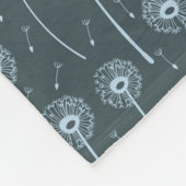 青いシアン色のボヘミアンデジタルデイジーパターン フリースブランケット (角)