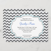 青いシェブロンのシャワーの招待状 招待状 (正面/裏面)