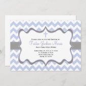 青いシェブロンの洗礼の招待状 招待状 (正面/裏面)