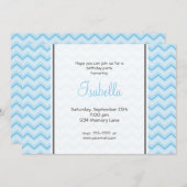 青いシェブロンの誕生日の招待状 招待状 (正面/裏面)