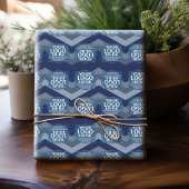 青いシェブロンパターンのロゴ - オフィスの誕生日 ラッピングペーパー