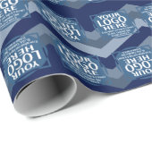 青いシェブロン模様のロゴ – Office誕生日 ラッピングペーパー (ロールコーナー)