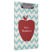 青いシェブロン赤いリンゴ先生クリップボード クリップボード (右)