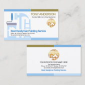 青いシェーディングされ縁どた手形の建築ツール 名刺 (正面/裏面)