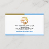 青いシェーディングされ縁どた手形の建築ツール 名刺 (裏面)