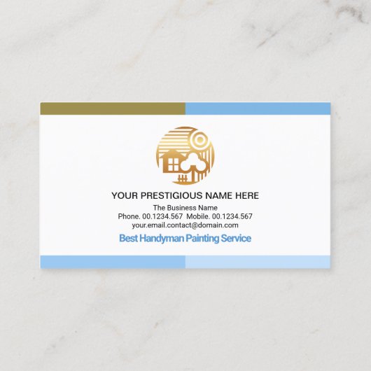 青いシェーディングされ縁どた手形の建築ツール 名刺 (裏面)