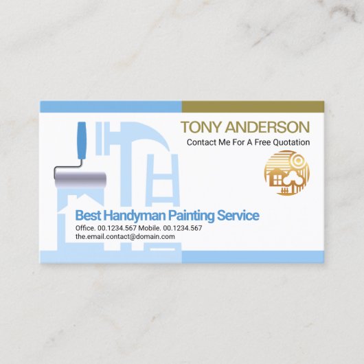 青いシェーディングされ縁どた手形の建築ツール 名刺 (正面)