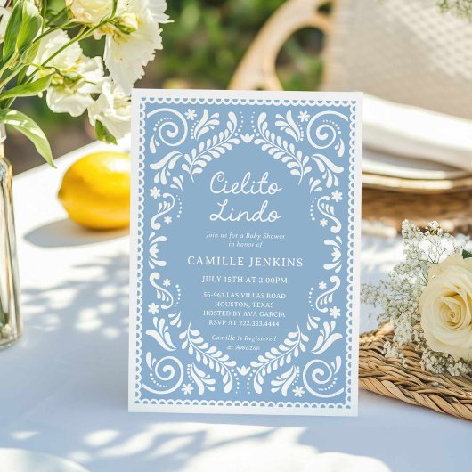 青いシエリト リンド ボーイ ベイビー シャワーの招待状 招待状