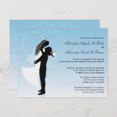 青いシグラデーションルエッフォーマルト結婚式招待 招待状 (正面/裏面)