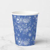 青いシノワズリーのブルー ブライダルシャワーパーティー 紙コップ (裏面)