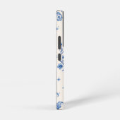青いシノワズリー三日月花柄フォンケース SAMSUNG GALAXYケース (右側面)
