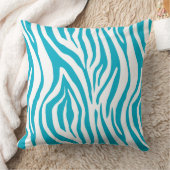 青いシマウマのプリントパターン クッション (ブランケット)