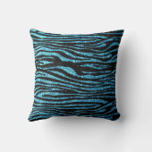 青いシマウマのプリント(きらきら光るなフェイクなグリッター) クッション (裏面)