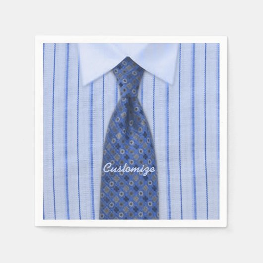青いシャツとネクタイのメンズスーツ ナプキン 2 スタンダードカクテルナプキン (正面)