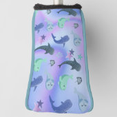 青いシャドーフィッシュサメのグラデーション銀河系宇宙 ゴルフヘッドカバー (回転90)