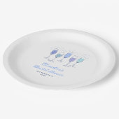 青いシャンパン ブライダルシャワー ペーパープレート (アングル)